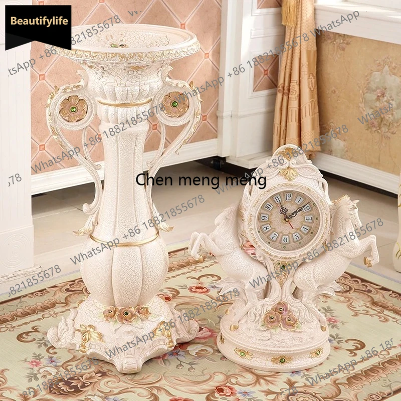 European-style floor clock vertical living room clock ornament Ma American-style villa luxury clock decoration station pendulum