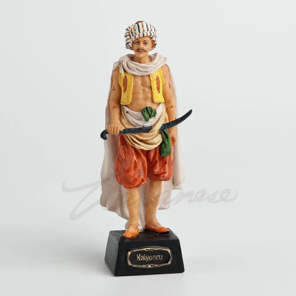 Orientalische Handelsfigur mit Kordel, handbemalte Wüstenwanderer-Statue, historische Schreibtischdekoration, einzigartiges Weltreisenden-Geschenk