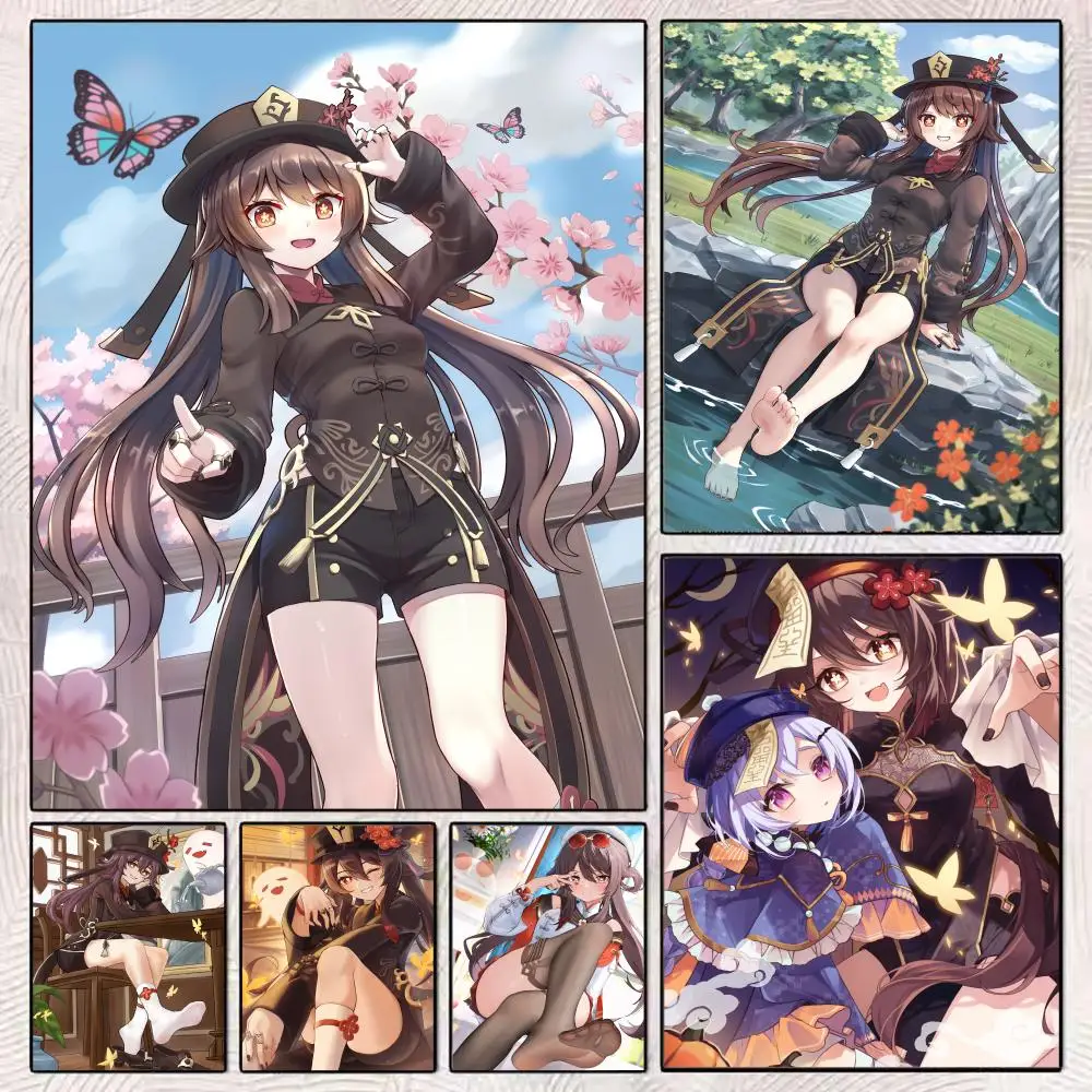 

Game Poster Sticker Self Hu Adhesive Genshin For Office Home Movie Theater Wall Art Tao Decor Fancy Gift