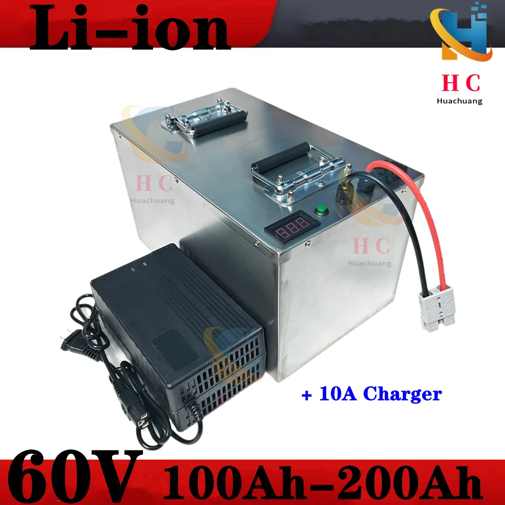 Brand li-ion Battery 60v 100Ah 110Ah 120Ah 150Ah 180Ah 200Ah Li-ion Battery Pack with BMS +10A Charger