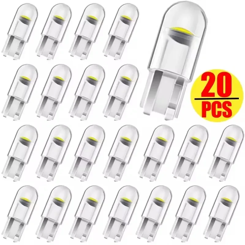 

T10 W5W LED Car Canbus Glass COB 6000K Reading Dome Lamp Marker Wedge License Plate Light Bulb 168 194 192 DC 12V White Blue Red