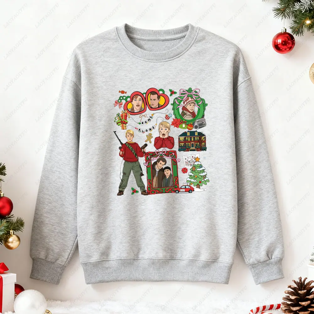 Allein zu Hause Weihnachten Sweatshirt Allein zu Hause Kampfplan Karte Tops Weihnachten Hoodies Frauen 90er Jahre Film Shirt Lustige Weihnachtsgeschenke Kleidung