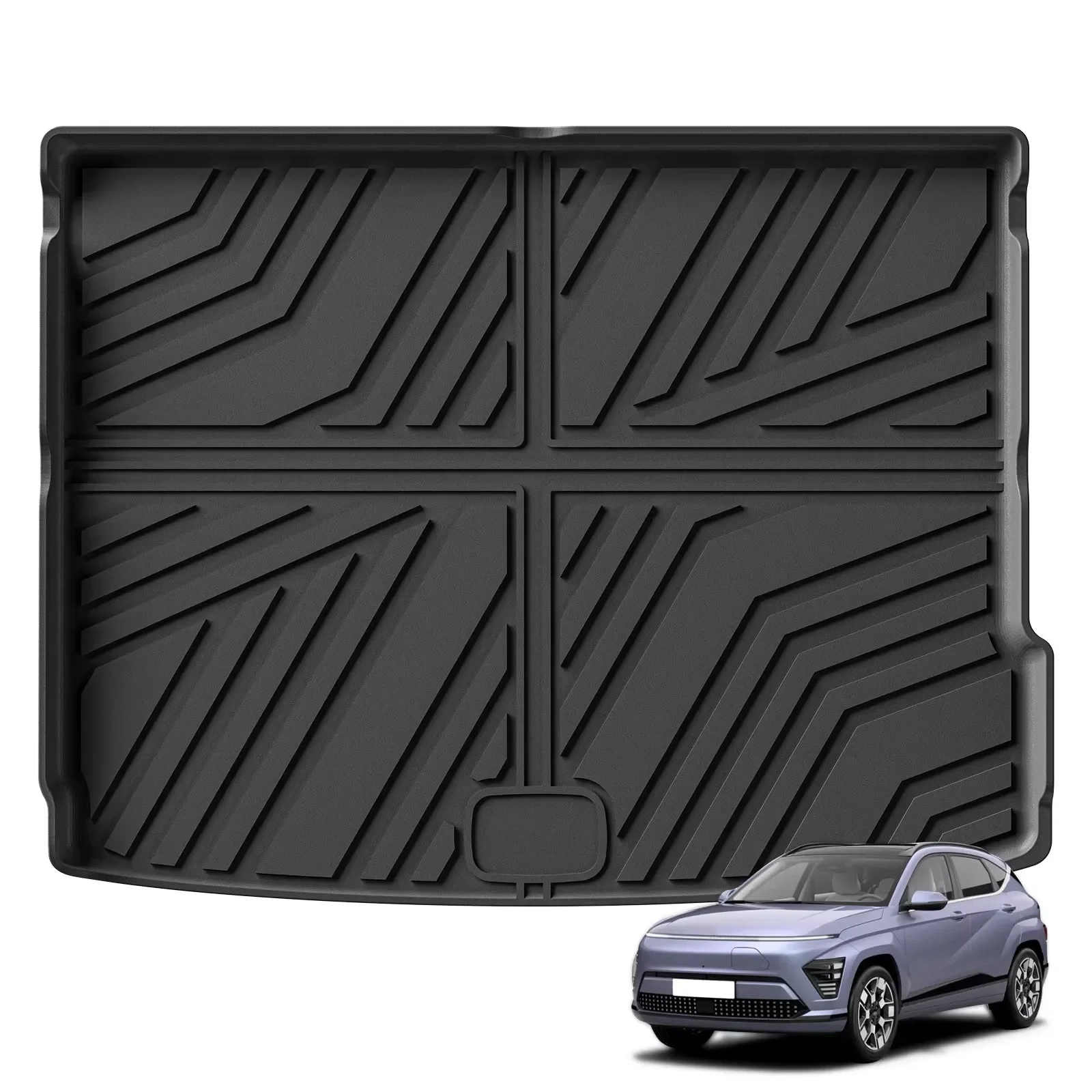 

for Hyundai Kona Electric 2023 2024 TPE 3D Car Floor Mats Cargo Liner Trunk Pad All Weather Black Carpet Left Rudder