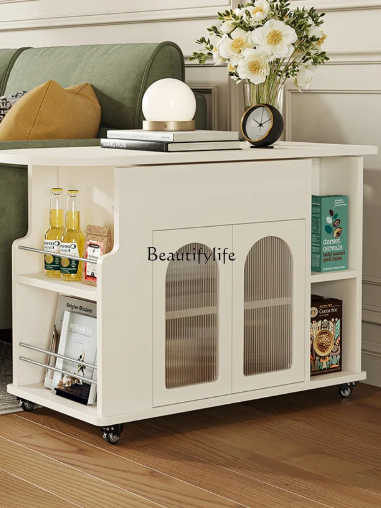 Cream wind removable side table household small coffee table living room sofa side cabinet