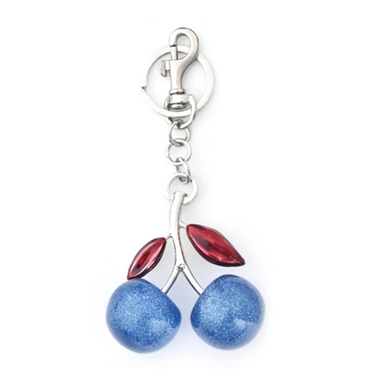 U4LF Cherry Shaped Bag Charm Keychain Fashion Alloy Fruit Pendant Keyring Easy to Carry Chain for Women and Girls