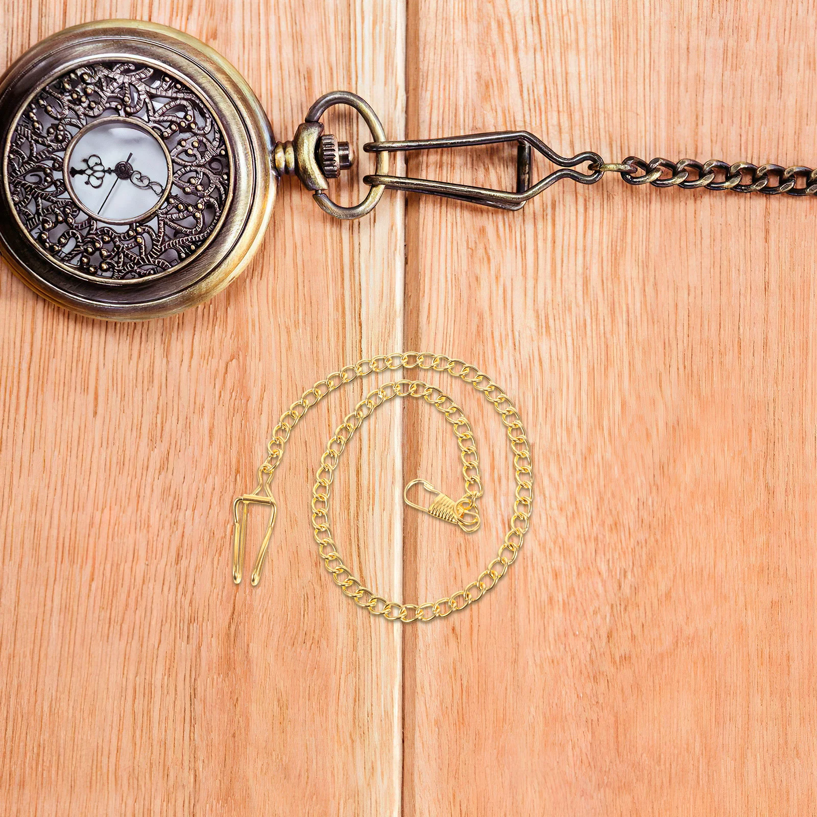 Classic Golden Plated Pocket Watch Chain Heavy Duty Lobster Claw Strong Sturdy Design Perfect for Pocket Watch Users Silver