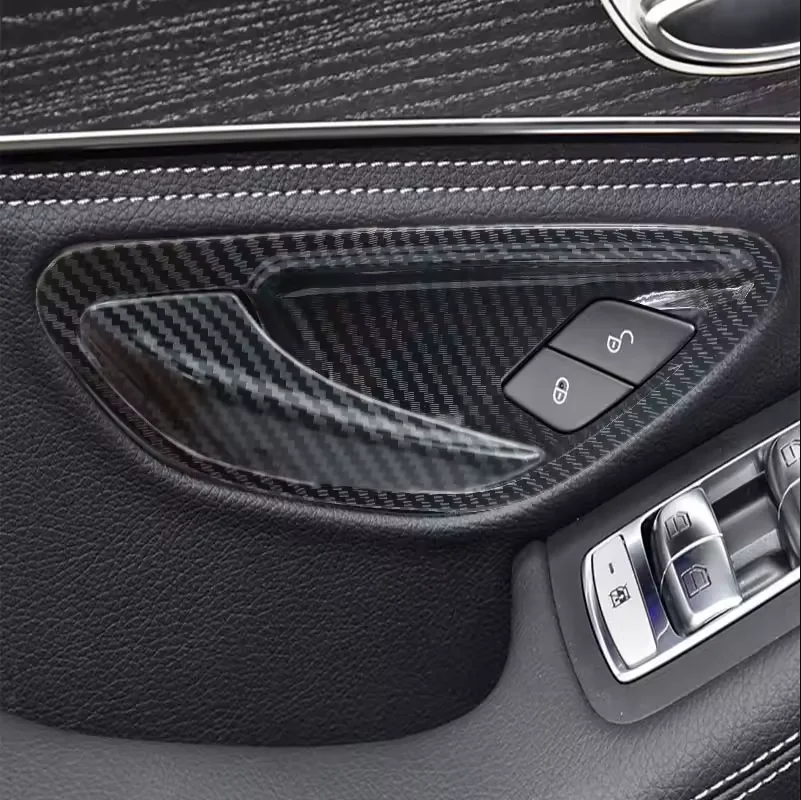 Carbon Fiber Car Door Handle Bowl Cover Trim for Mercedes Benz C E GLC Class W205 X253 GLC260L E3000L C200L 15-21 LHD