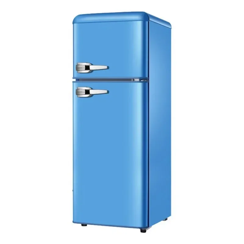 Small 108L double door retro refrigerator household color circular arc door refrigerator customized to beautiful and practical