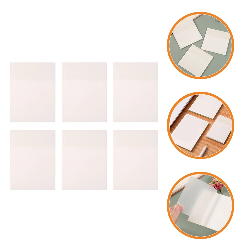 

6 Pcs Note Pads Transparent Clear Student Stationery Simple Waterproof Memo Office Supplies