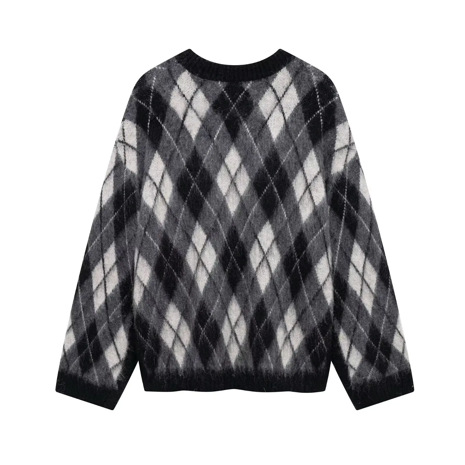 Woman Clothes Sweater Women's 2025 Autumn And Winter New Street Round Neck Diamond Pattern Pullover Sweater Tops Women's Sweater