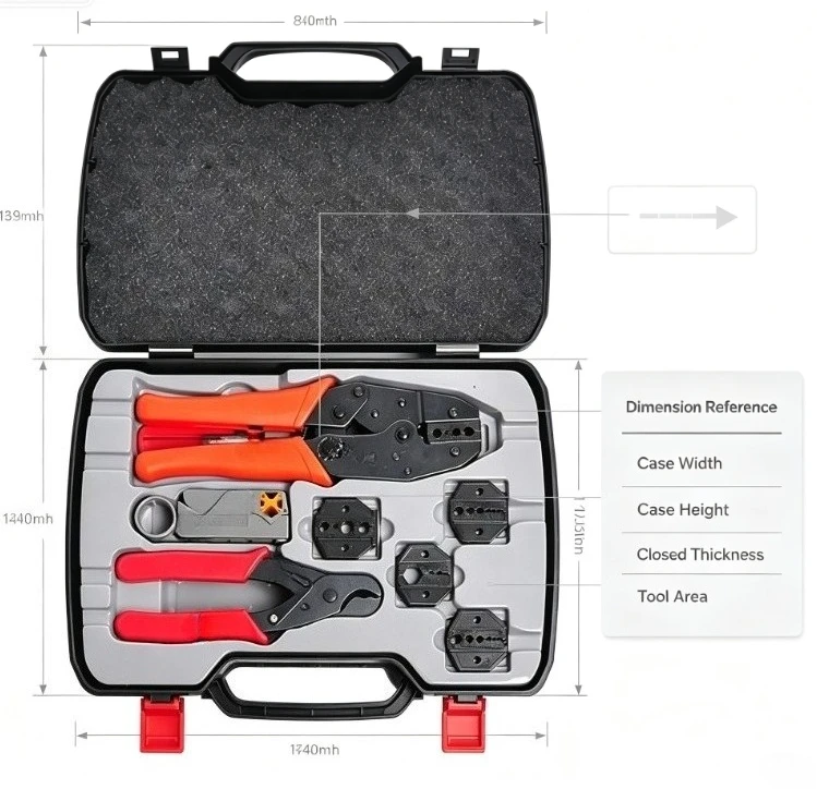 HT-330K Coaxial Network Crimping Unit Interchangeable Die Ratchet Pressing Kit Wiring Maintenance Hand Tool Set