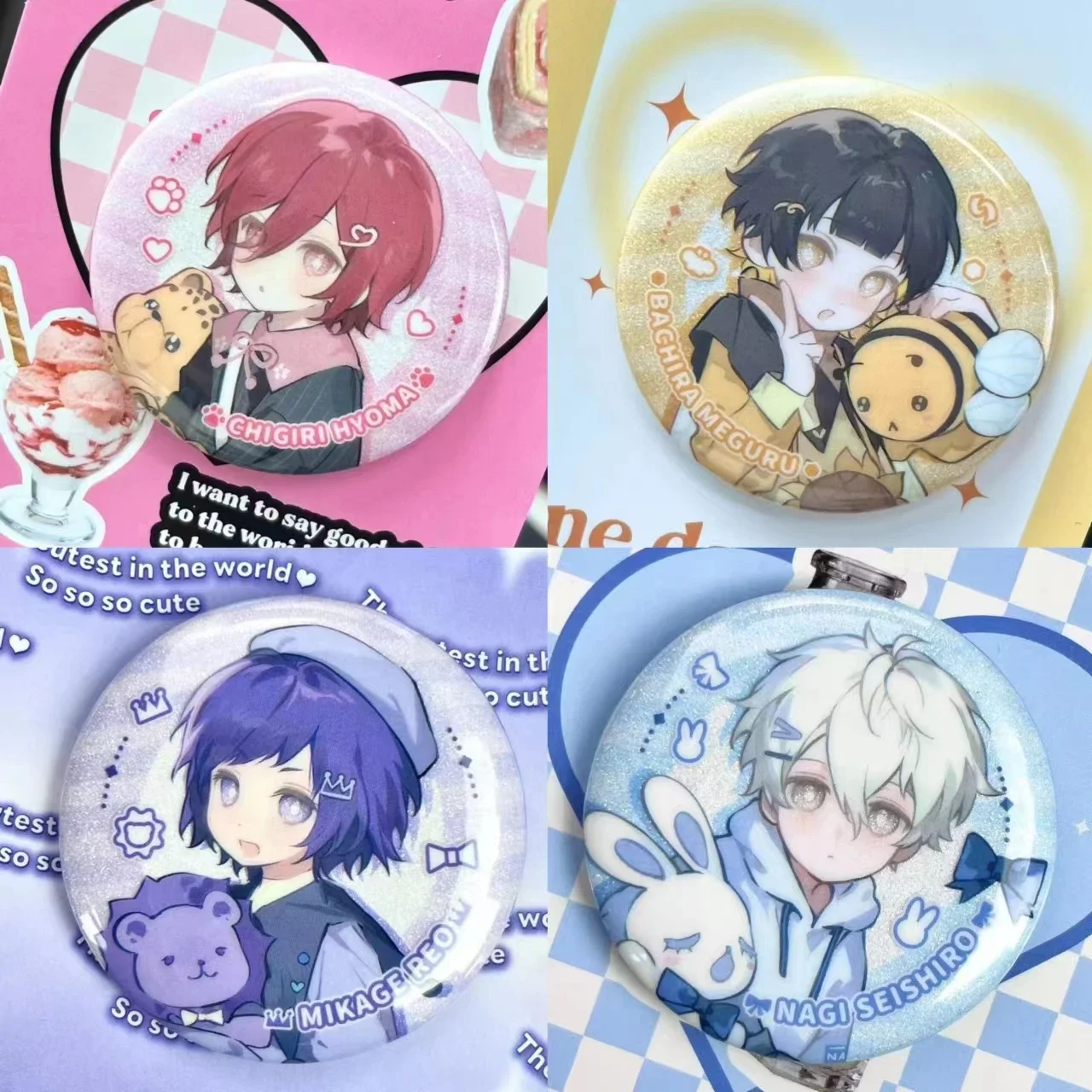 

Anime BLUE LOCK Bachira Meguru Nagi Seishiro Mikage Reo Chigiri Hyoma Cosplay Backpack Decoration Tinplate Double flash Badge