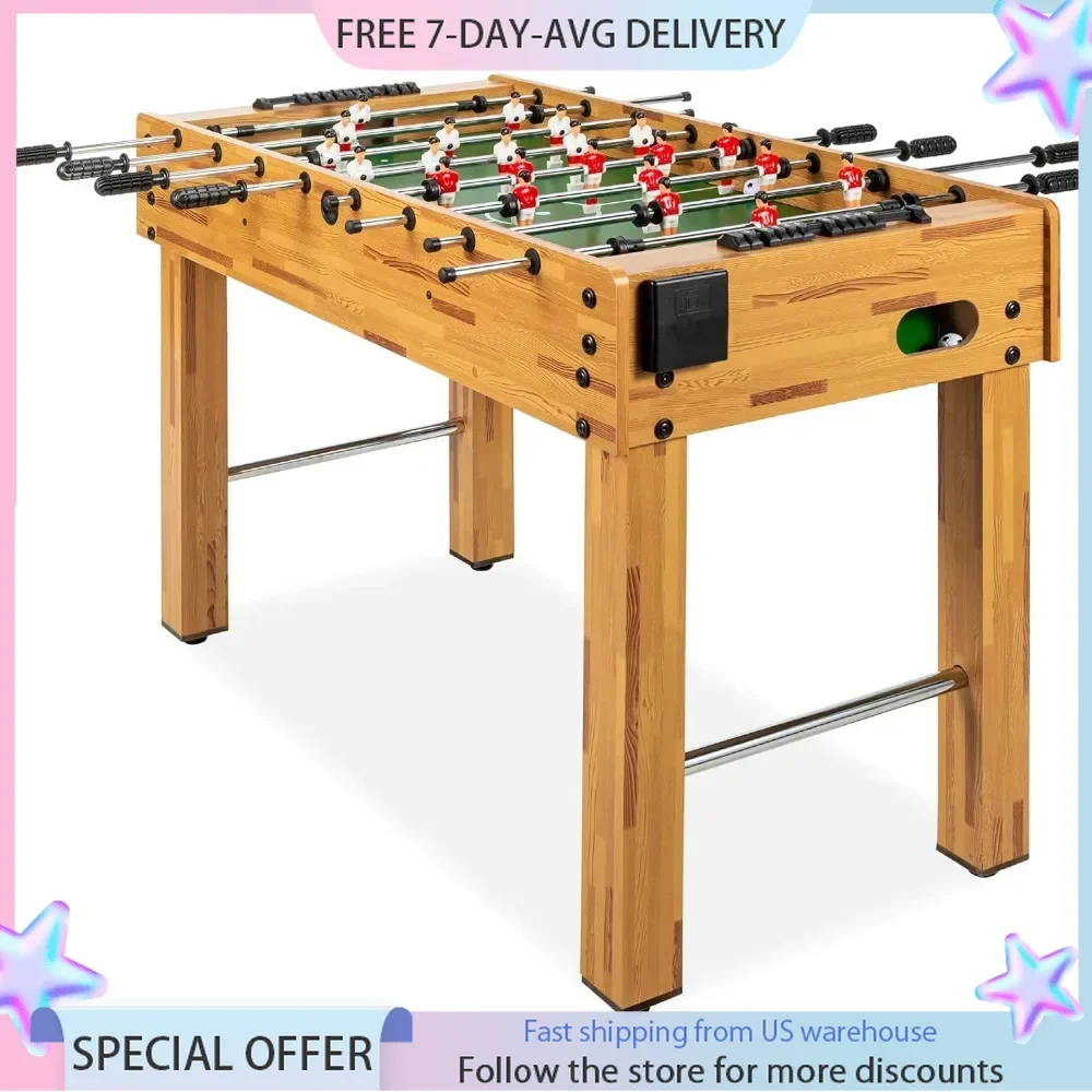 Foosball Table, 48in Competition Sized Foosball Table for Home, Game Room W/ 2 Balls, 2 Cup Holders, Foosball Table