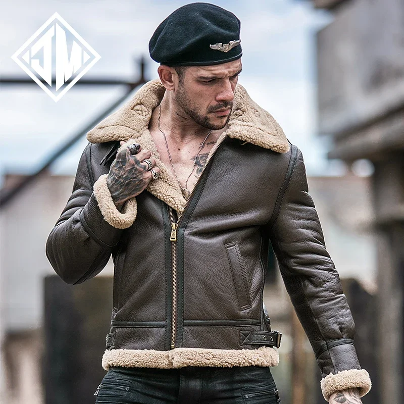 Real Sheepskin Fur Coat Men's Winter Jacket 2022 Natural Fur Coats Thickened Flight Suit Genuine Leather Jackets 6XL Chaqueta