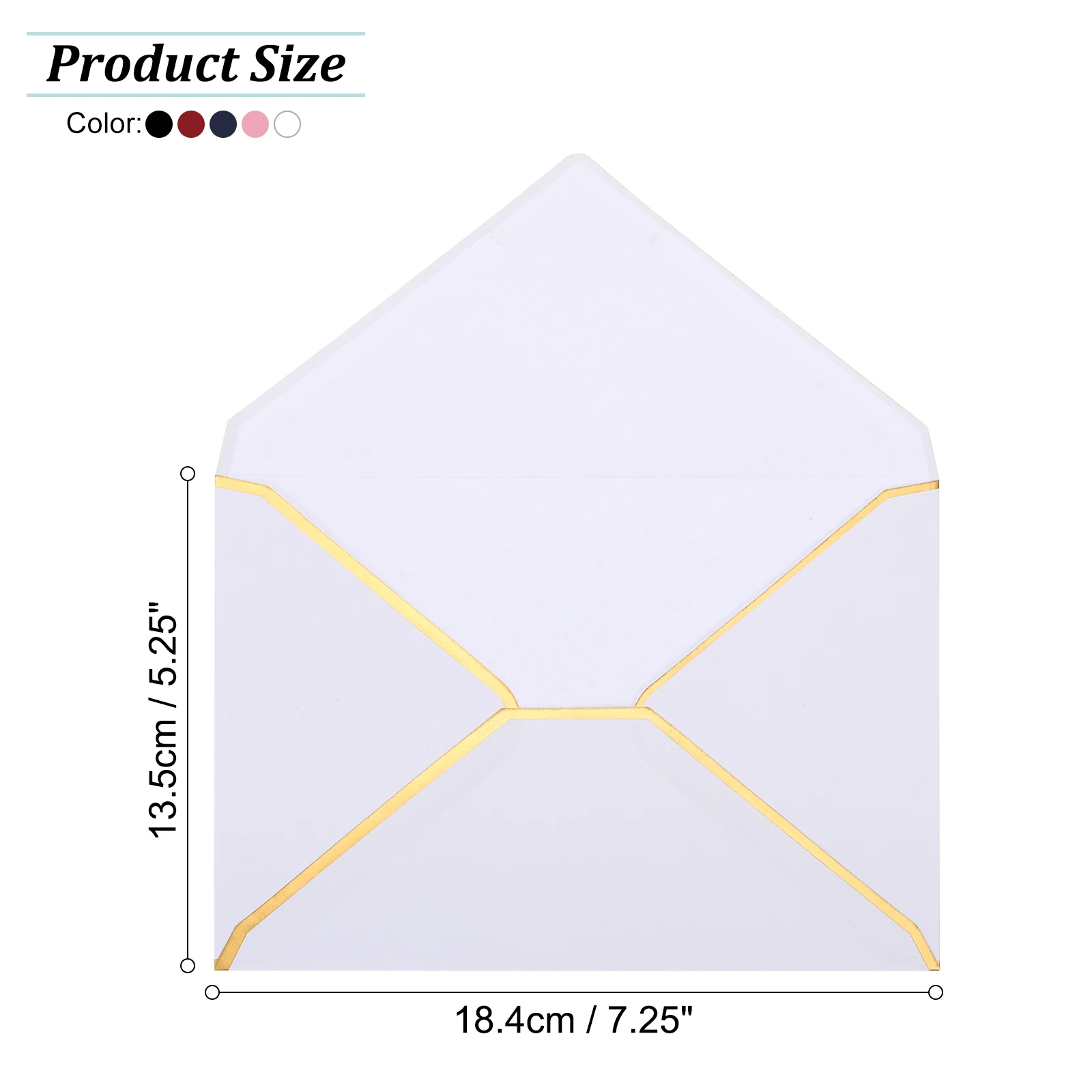 100Pcs A7 Western Envelopes 5 x 7 Card Envelopes V Flap Envelopes with Gold Border for Wedding Gift Cards Invitations Graduation