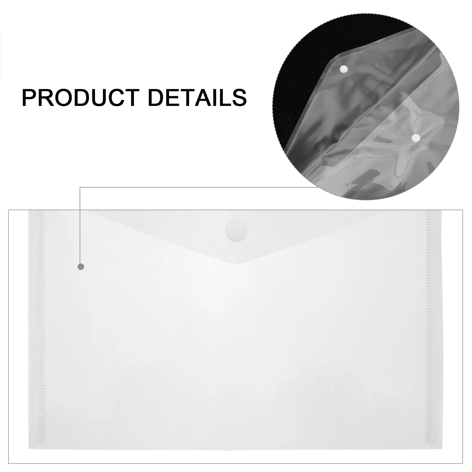 40Pcs A4 Document Organizer Plastic Snap Button File Bags Transparent Document Storage Office File Pouch