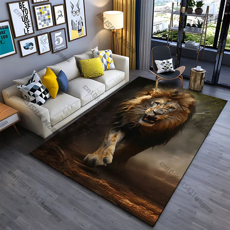 Powerful lion walking forward carpet Yoga living room room decor children's crawling mat doormat area rug games mat
