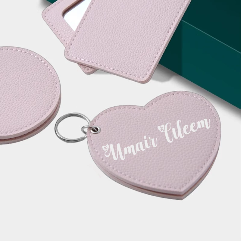 1PCS Free Custom Heart Shaped Makeup Mirror Travel Handheld Portable Personalized Name Makeup Mirrors Wedding Bridesmaid Gift