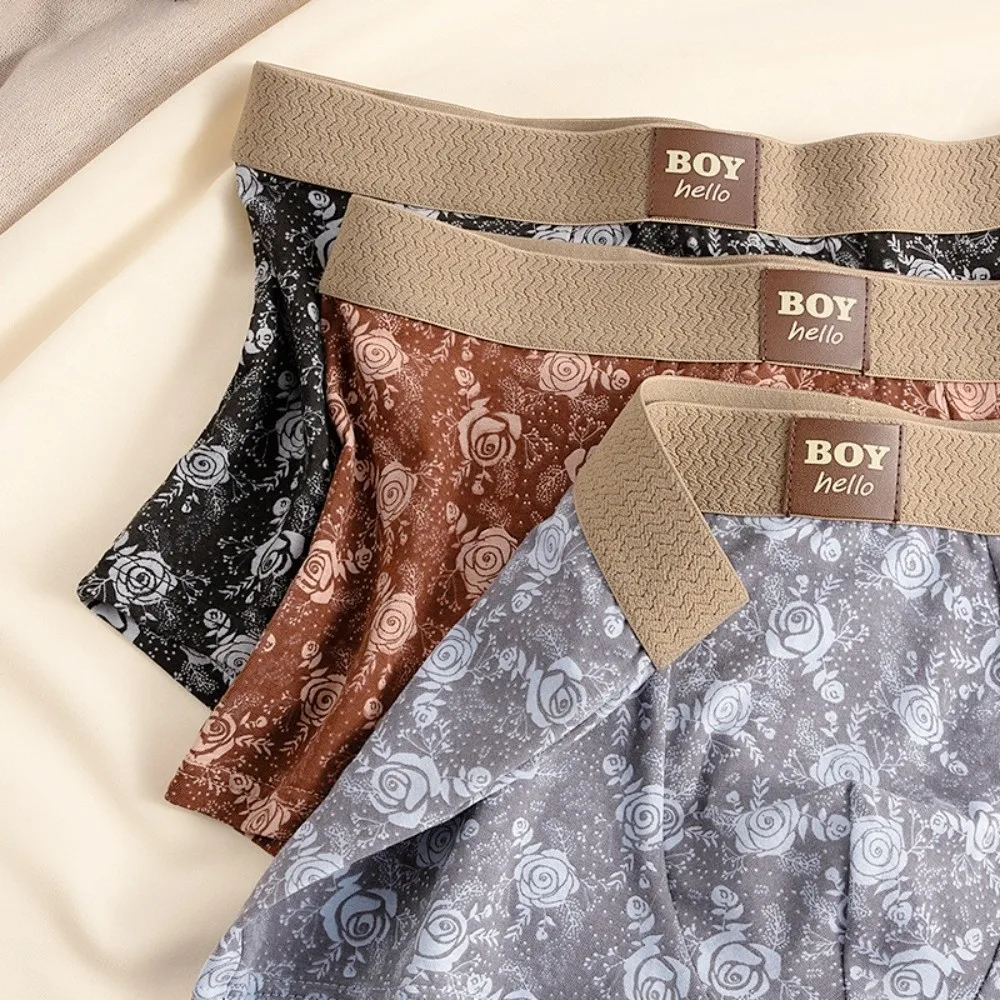 

Мужские трусы-боксеры больших размеров L-3XL с ретро-принтом розы, бесшовное нижнее белье для мужчин, шорты со средней посадкой, подарки