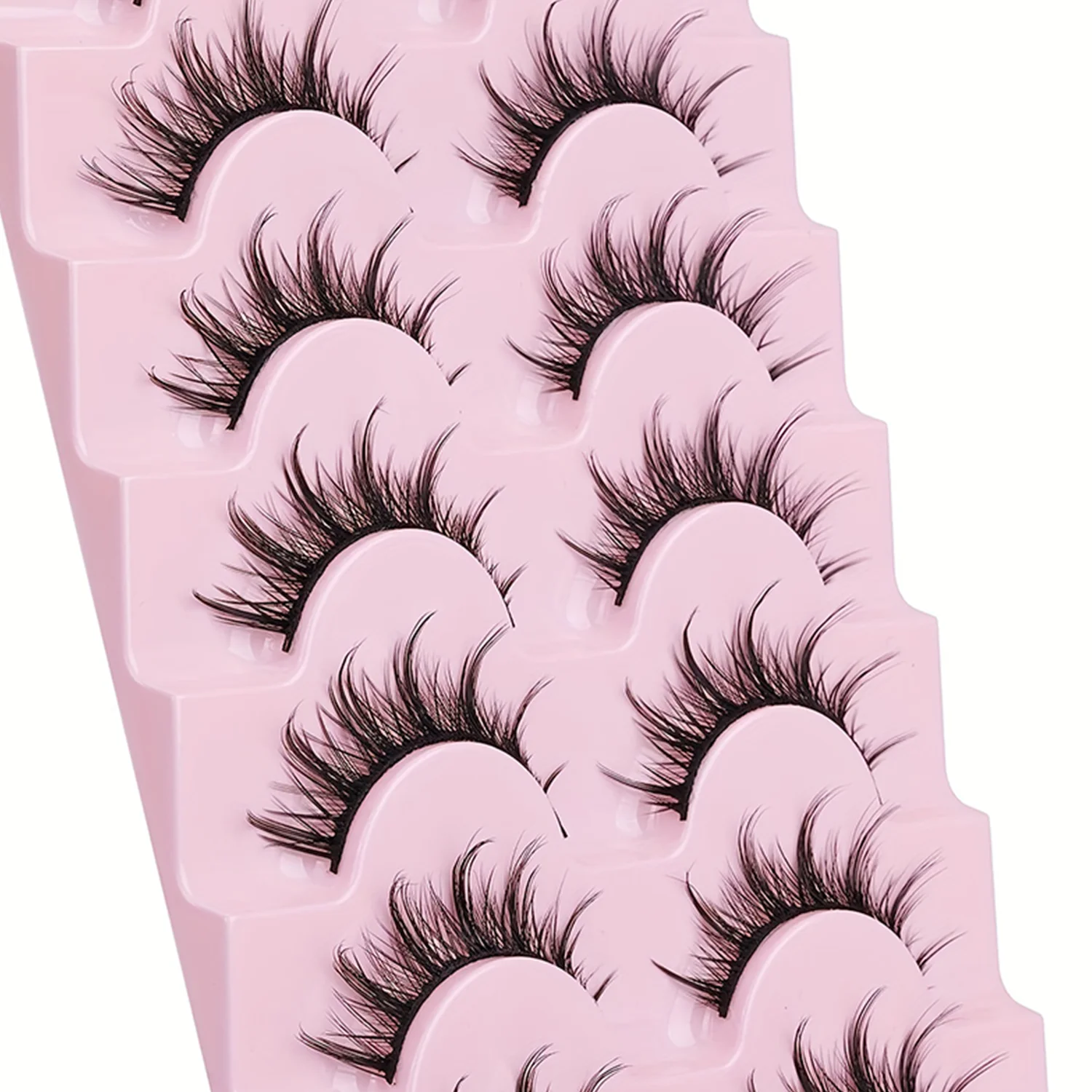 Natural Look False Eyelashes Anime Wispy Fluffy Spiky 3D Volume Eyelashes Pack Korean Japanese Asian Cosplay 7 Pairs