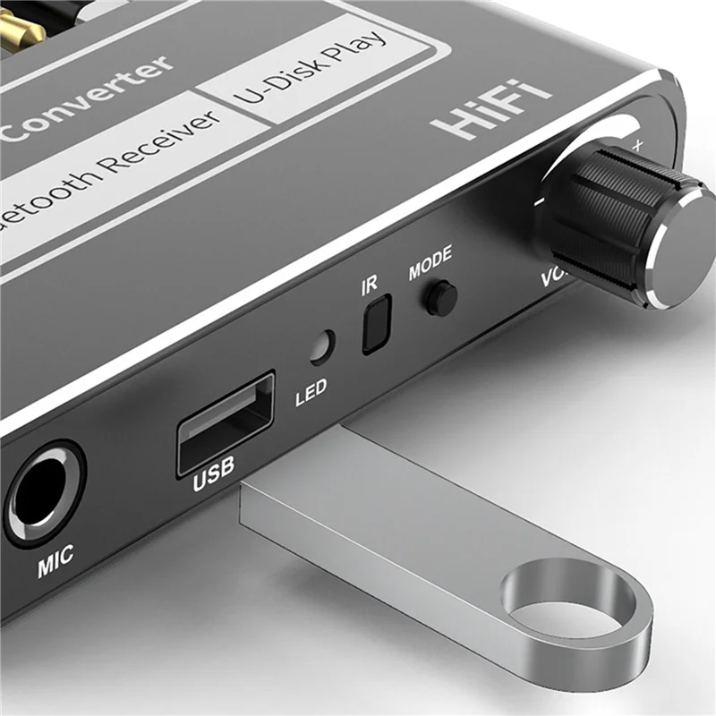2X محول HIFI DAC لاسلكي بلوتوث 5.2 استقبال الصوت محوري إلى R/L 3.5 مللي متر Aux محول مع U القرص اللعب Mic-Y47A