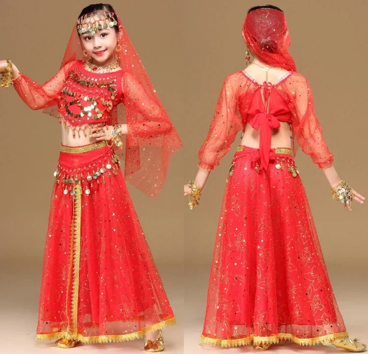 Children's Belly Dance Costume India Dance wear Professional National Clothing for Girls Egypt Belly Bollywood Dancing