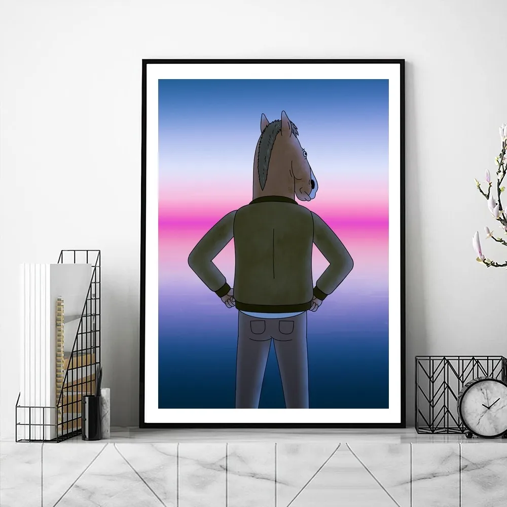 B-BoJack-Funny-Horseman Poster Gallery Prints Self Adhesive Home Decor Decoration Wall Decals Living Room Sticker