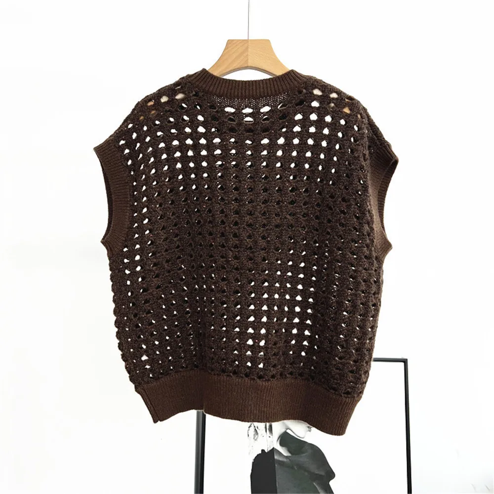 25 ใหม่เสื้อแขนกุดคอกลมกลวงเลื่อมถักเสื้อกั๊กผู้หญิง