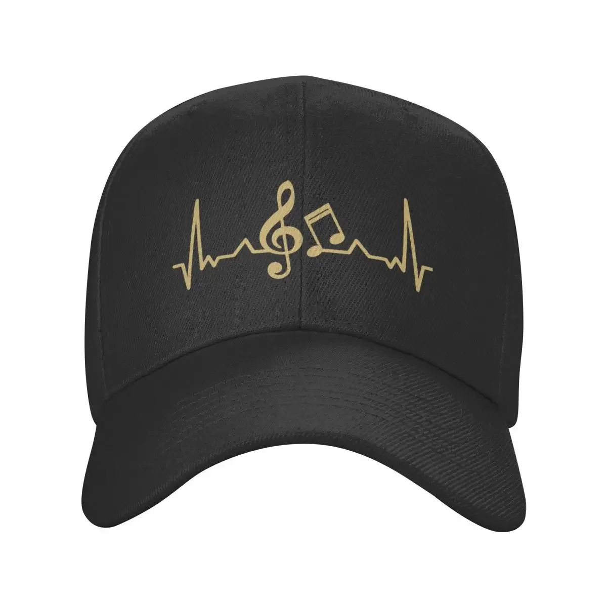 Classic Heartbeat Line Music Gold Baseball Cap for Men Women Custom Adjustable Adult Musical Note Dad Hat Summer