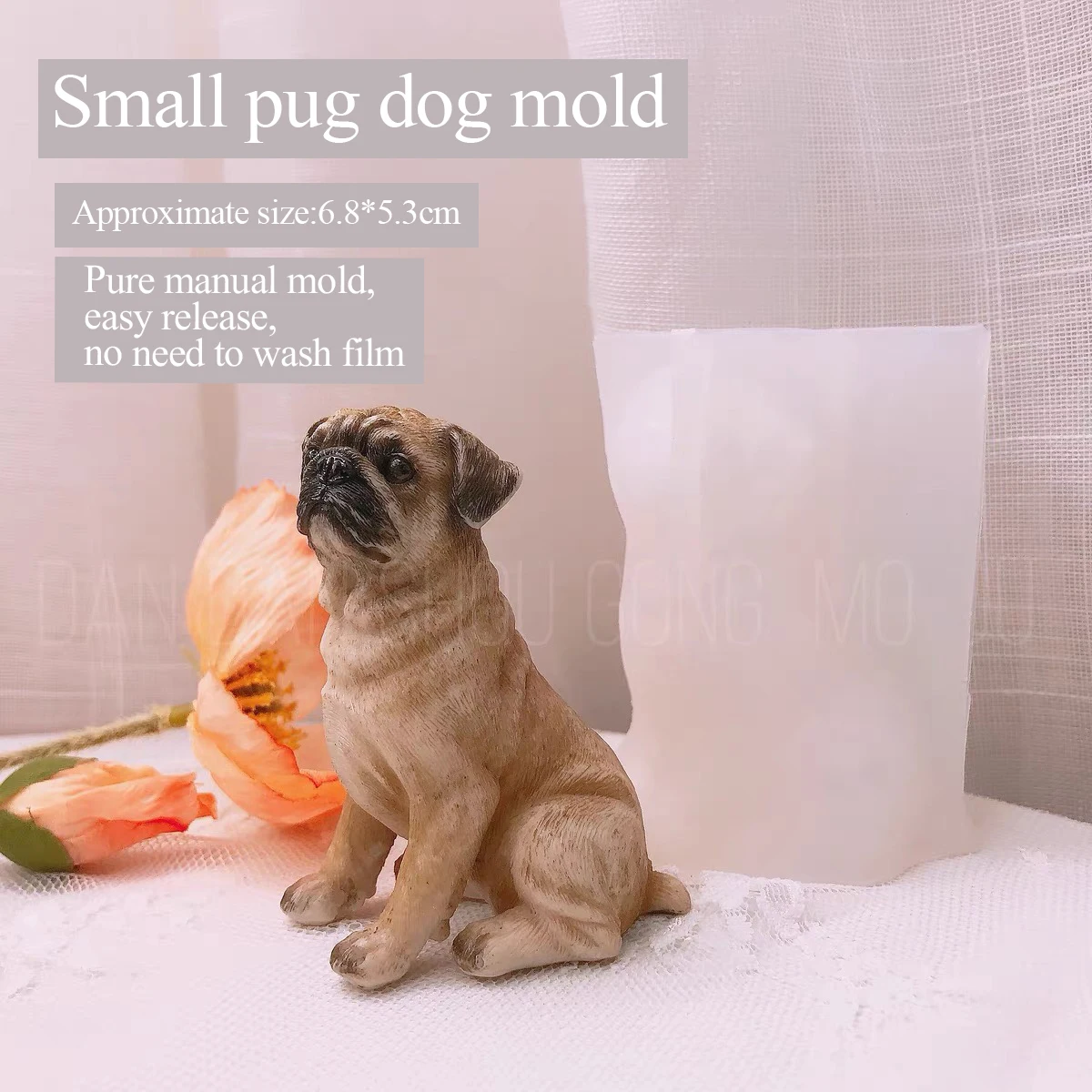 Imagem -02 - Molde 3d Pug Drop Glue Aromaterapia Gesso Faça Você Mesmo Bonito Dog Mão Silicone Mill Exclusivo