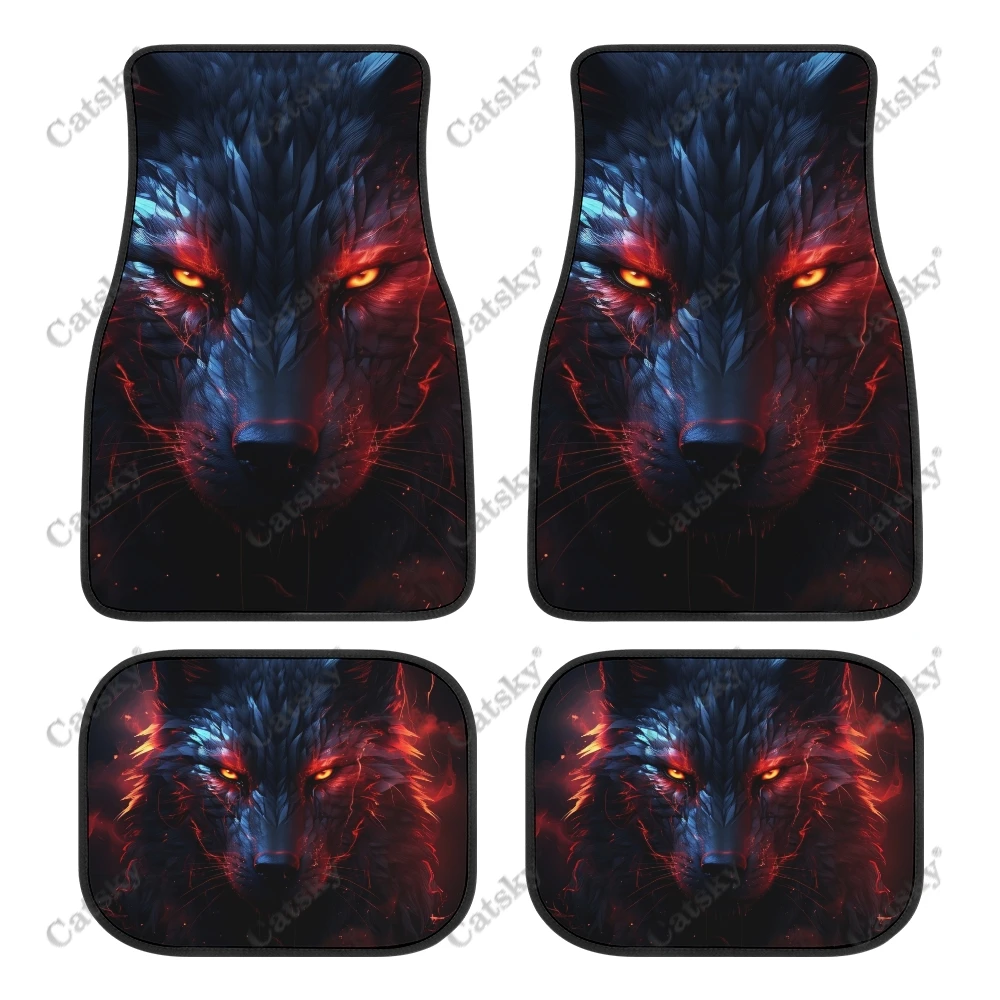 Wolfs Face With Eyes Car Auto Floor Mats Carpet, Customized Car Floor Mats All Weather Automotive Floor Pad Stylish