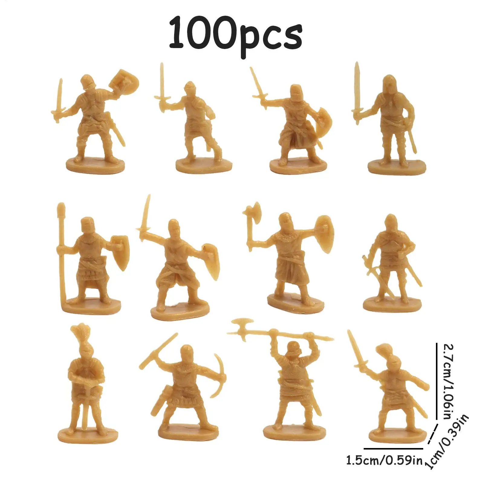 100pcs 미니 군인 모듬 포즈 액션 피규어 플라스틱 군인 장난감 미니어처 고대 모델 동상 보드 게임 Playsets