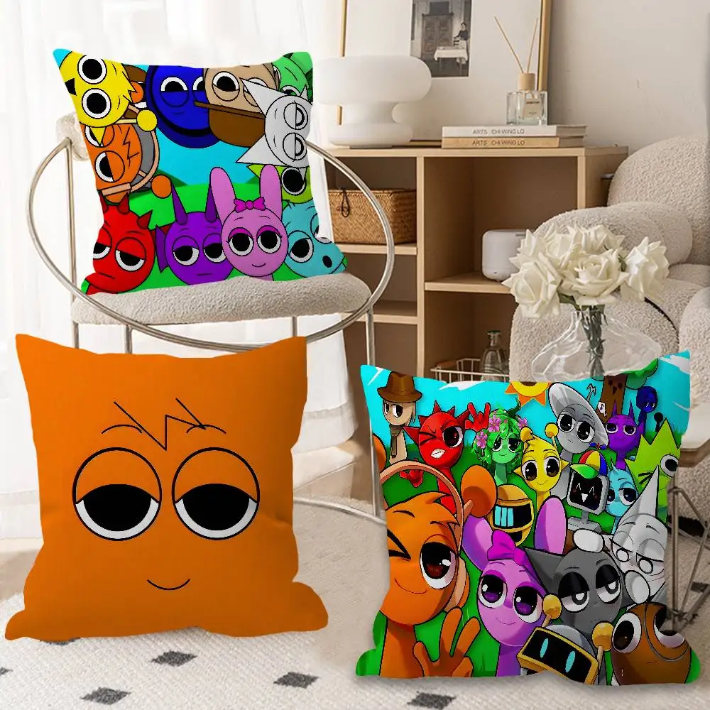 Cartoon S-Sprunki Pillow Cover for Bedroom Room and Living Room Sofa Decorative Cushion Cover