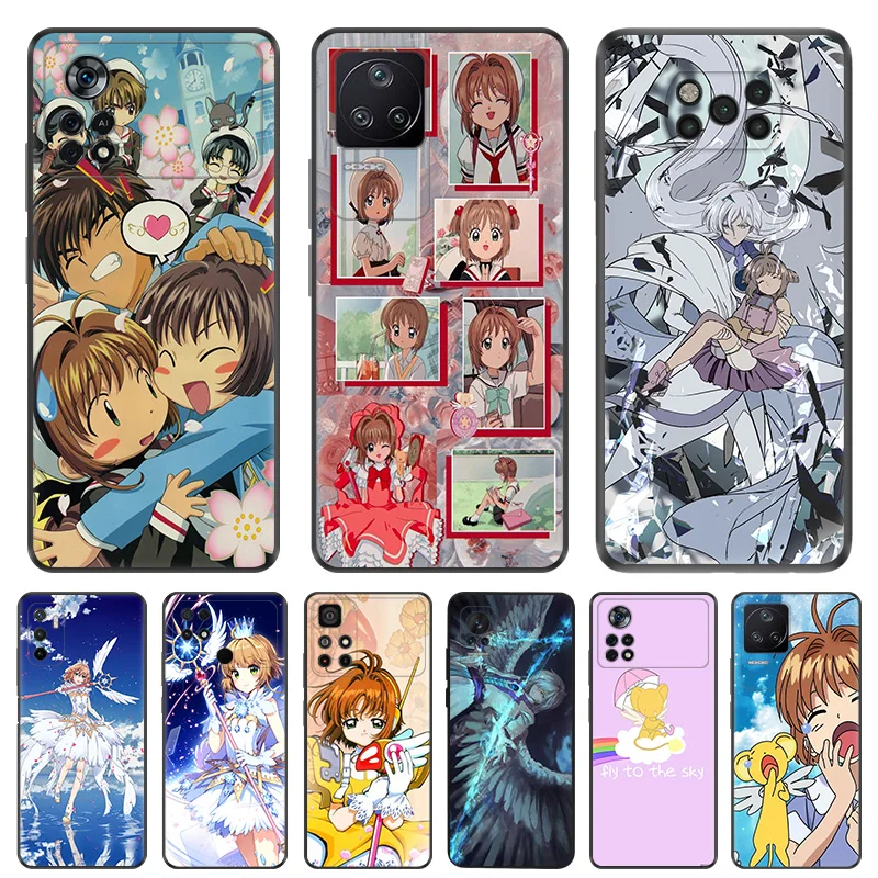 Phone Case for Xiaomi Poco F5 F4 F3 F1 C40 C50 C51 M5 M5S M4 M3 X3 X4 X5 Pro GT Cardcaptor Sakura Anime Soft Shell Black Cover