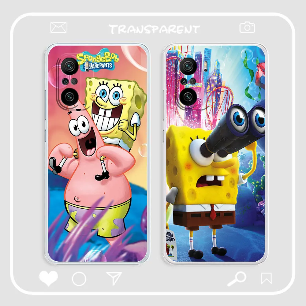 Clear Case For Redmi K60 K50 K40 K40S K30 K20 12 12C 10C 10A 9T 9A 9 8 POCO M3 X3 X4 X5 Pro Case Happy S-SpongeBob S-SquarePants