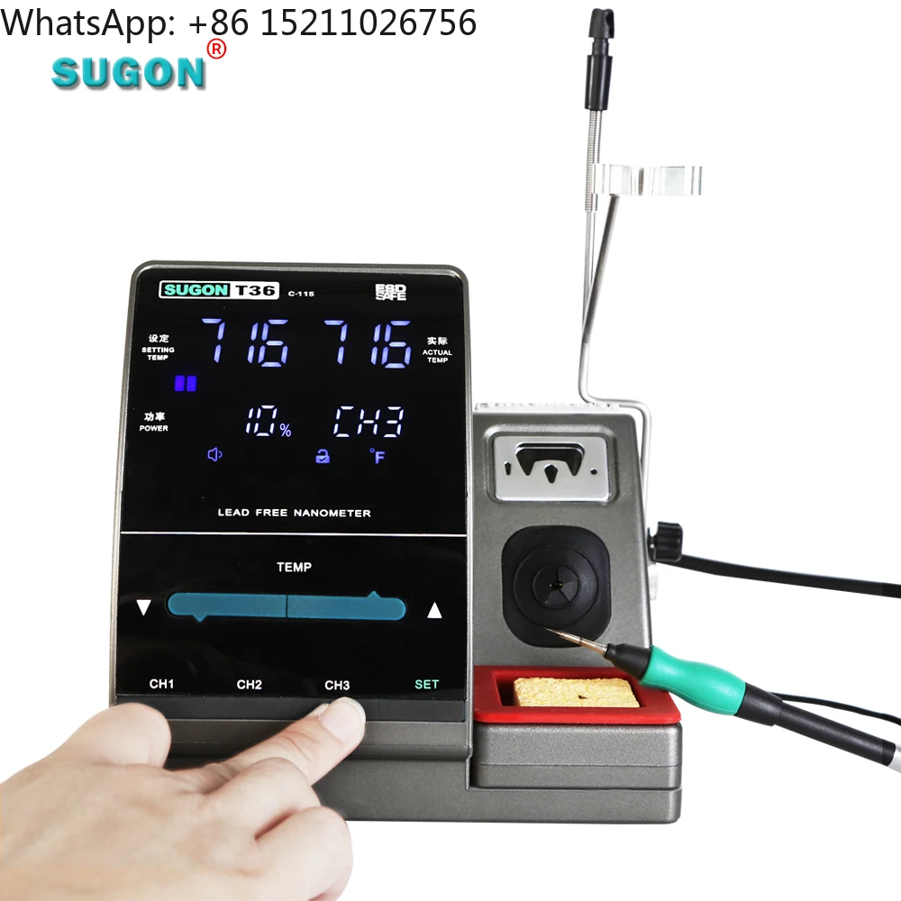 Use 115 Tips Sugon T36 Digital Soldering Iron Phone Repair 40W Kit Hot Air Rework Station For Mobile Repair