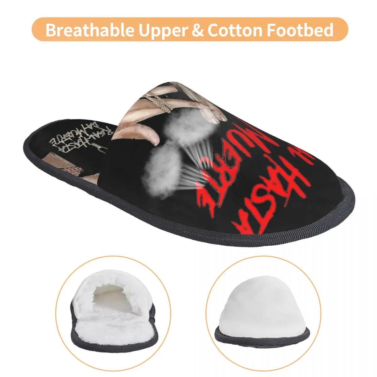 Anuel AA Real Hasta La Muerte House Cotton Slippers Indoor Rapper Soft Household Fur Slides Slippers Non Slip