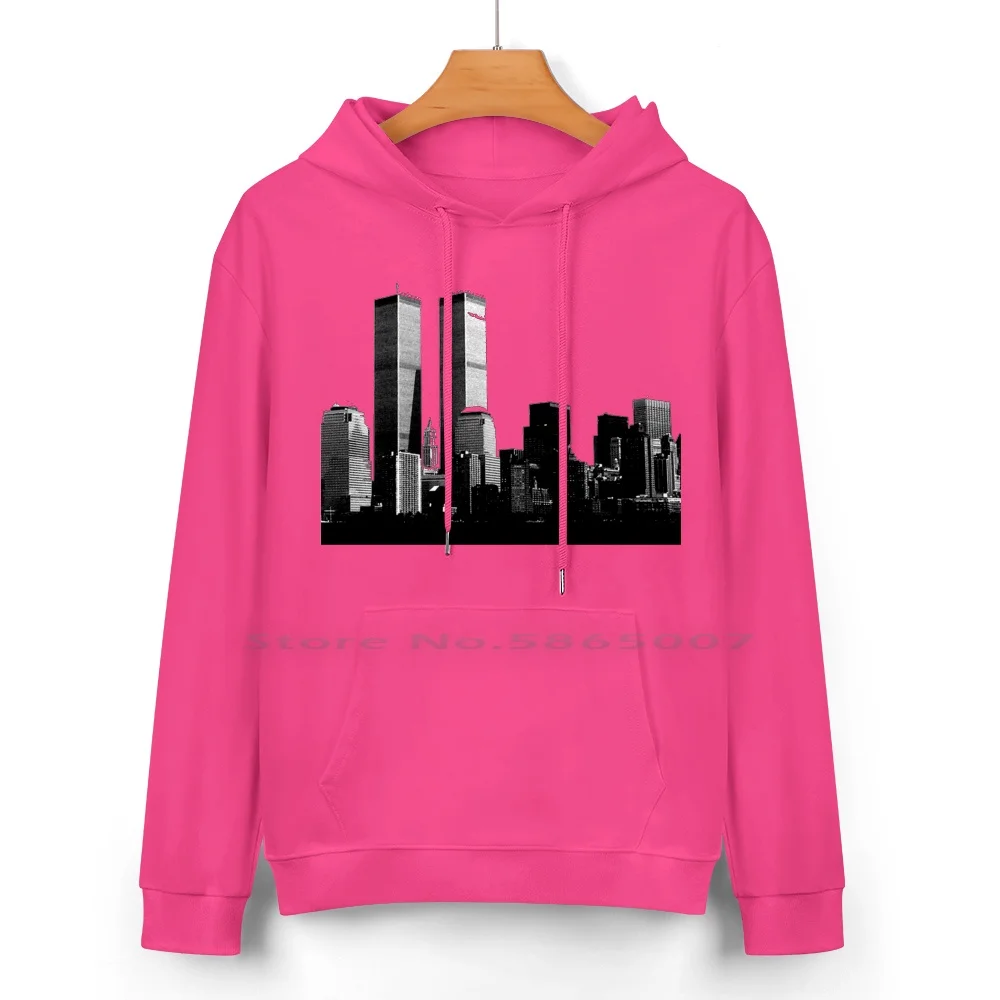 Twin Towers felpa con cappuccio in puro cotone maglione 24 colori edifici Twin Towers New York City Usa Manhattan World Trade Center patriottico