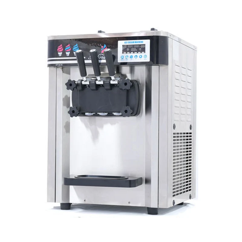 Commercial Soft Ice Cream Maker Stainless Steel 3 Flavors Ice Cream Machine for Milk-Based Treats