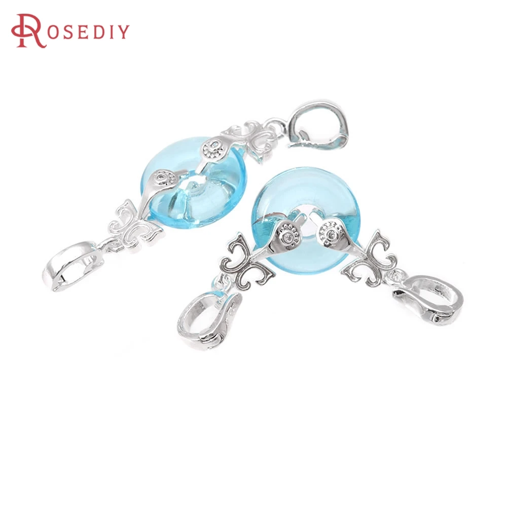 2 Sets 18 Karat Gold Farbe Messing Zirkon und Glas Runde Verbinder für Halsketten Armband Verschlüsse Hochwertige Diy Herstellung Zubehör