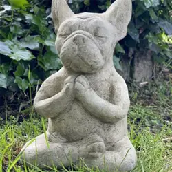 Zen Dog Statue Buddha Meditation Bulldog Resin Statue Meditating Dog French Bulldog Statue Meditating Sitting Garden Decor