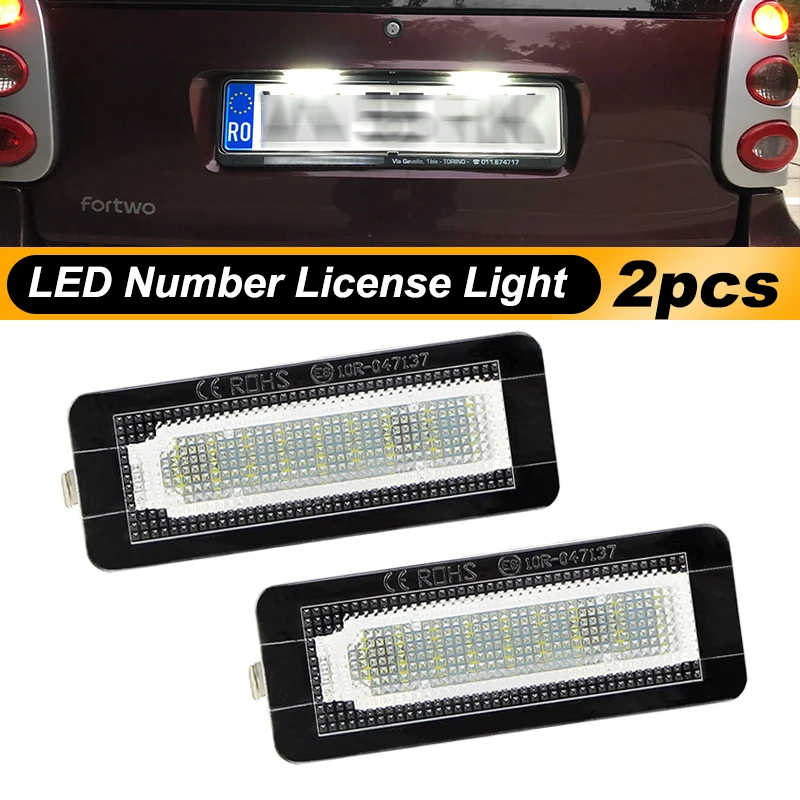 2pcs Car LED License Plate Number Light Lamp Error Free For Benz Smart Fortwo Coupe Convertible 450 451 W450