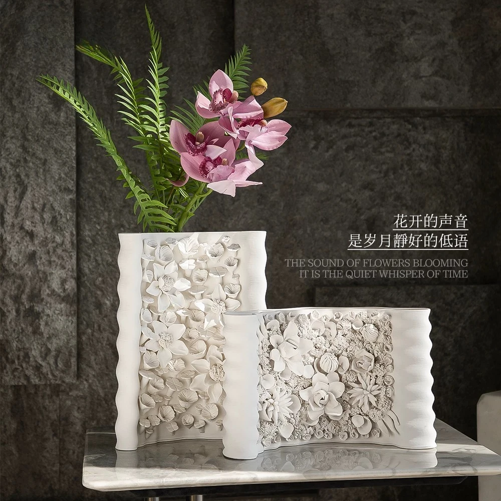 Handmade ceramic creative vase design sense art living room flower arrangement desktop ornament flower art