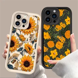 Oil Painting Sunflower Flower Case For iPhone 16 15 14 13 12 11 Pro Max X XS X S Max XR SE 2020 7 8 Plus Shockproof Back Cover