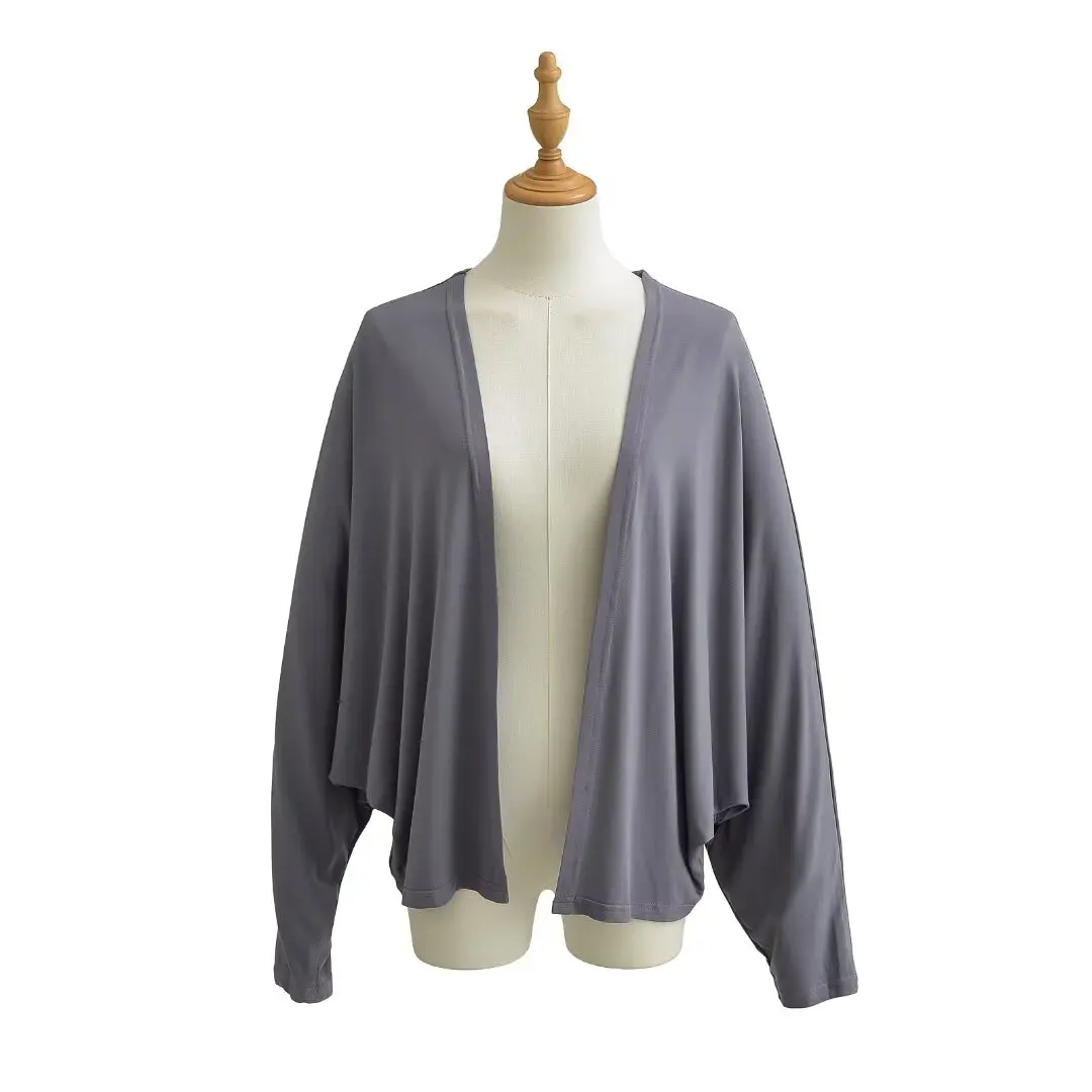 Street Style Loose Lantern Sleeve Women's Outerwear Spring Summer Shoulder Shawl Sun Protection Open Cardigan Coat Pure Color