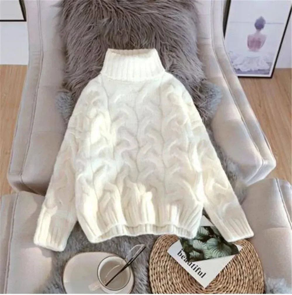 

Женские свитера, толстый свободный зимний пуловер, женский свитер, женская водолазка, корейская мода, женские базовые топы