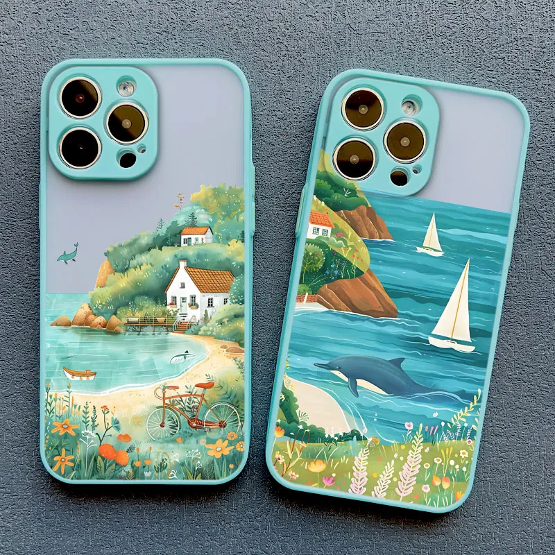 Seaside Scenery Wave Beach Pattern Phone Case For iPhone 15 16 Pro Max Plus 14 13 12 11 Pro Max Mini XS XR X 7 8 Plus SE2 Covers