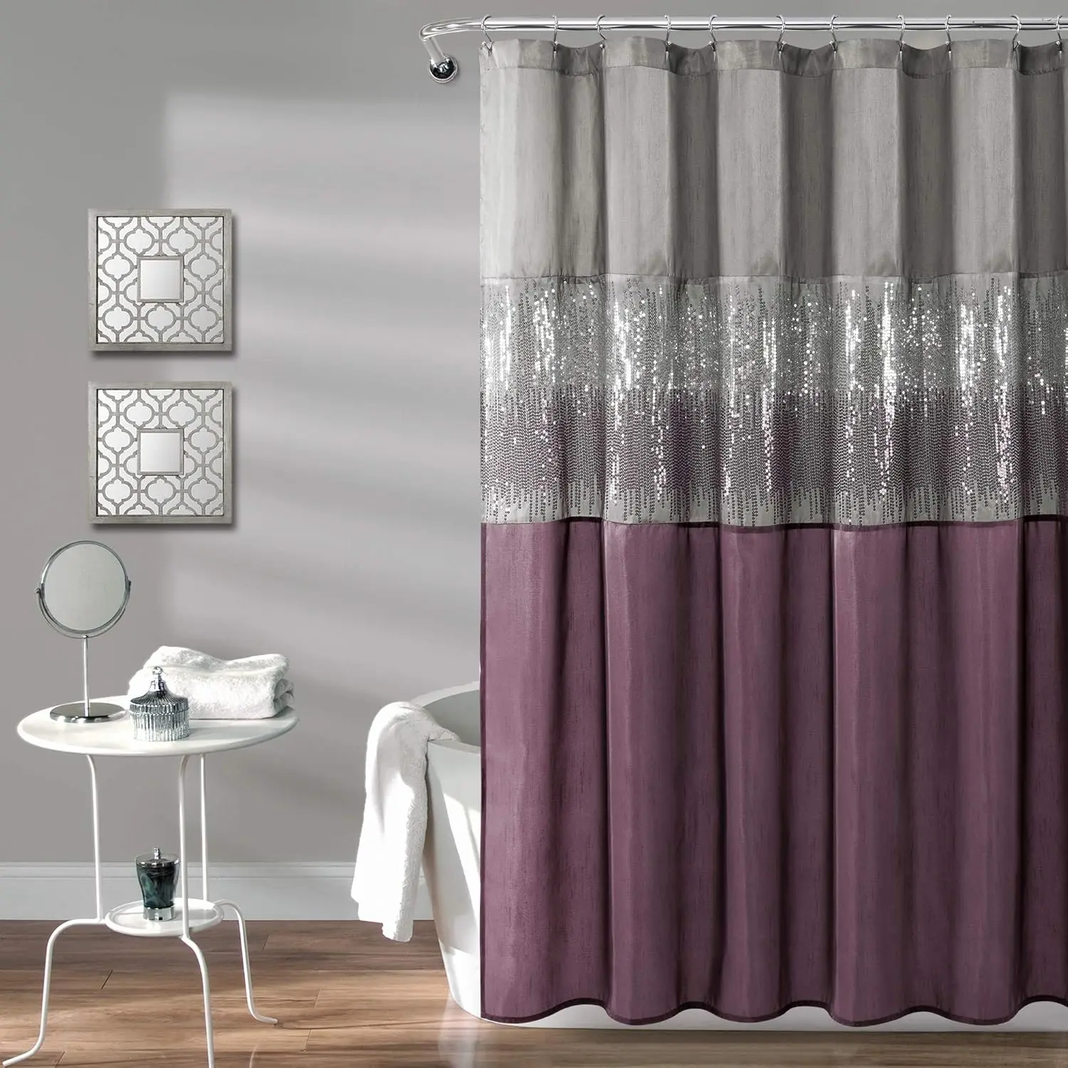 

Night Sky Shower Curtain, 72" x 72", Gray & Purple