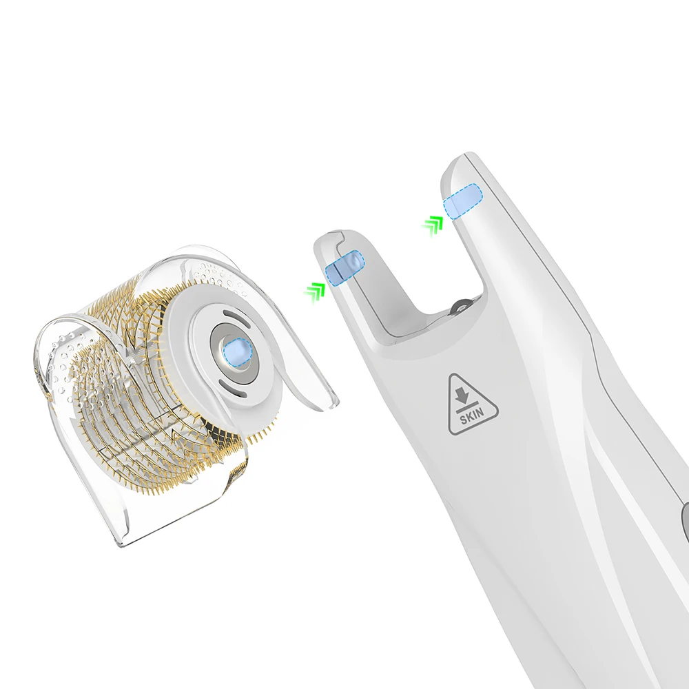 Hello Face G5 Derma Roller EMS Titanium Needle 540 Roller Micro current Vibrate LED Device with 2 Roller Head