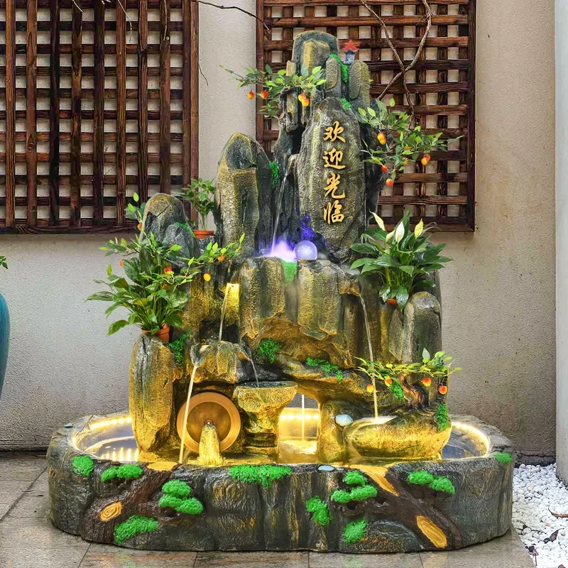 Large double-sided floor-to-ceiling rockery fountain ornament landscaping garden decoration lucky living room courtyard